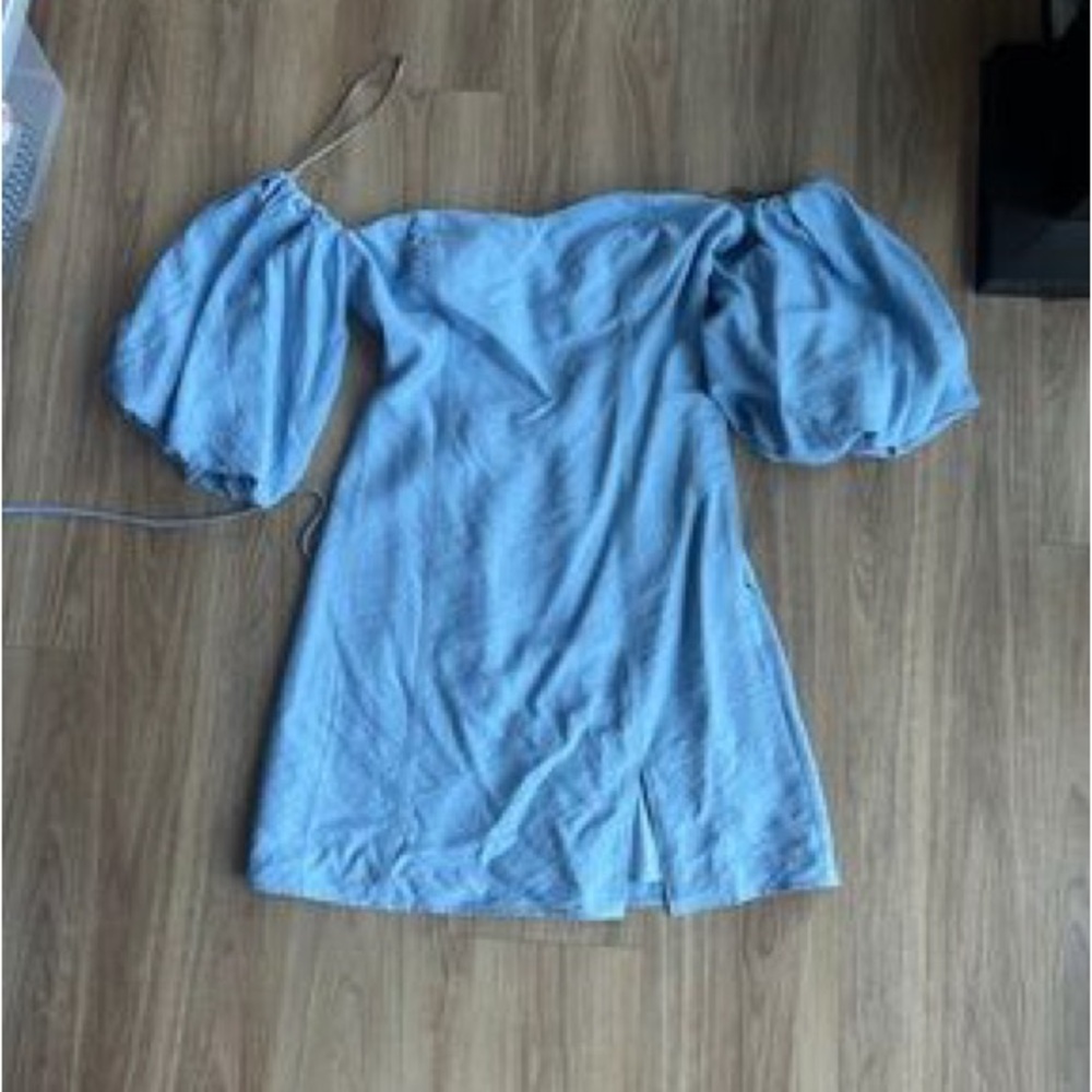 BCBG Light Blue Off-Shoulder Mini Dress